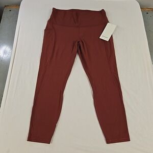 Lululemon Align High Rise Pant 25" Size 14 Mulled Wine Red Nulu Fabric Pockets